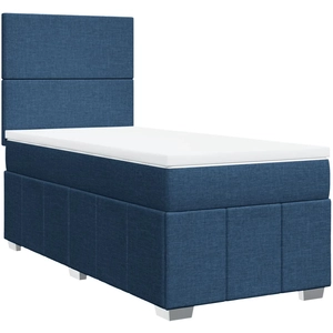 vidaXL Sommier à lattes de lit avec matelas Bleu 140x200 cm Tissu pas cher