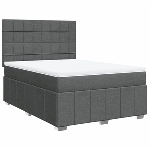 vidaXL Sommier à lattes de lit avec matelas Gris foncé 140x200cm Tissu pas cher