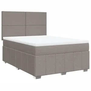 vidaXL Sommier à lattes de lit avec matelas Taupe 140x200 cm Tissu pas cher
