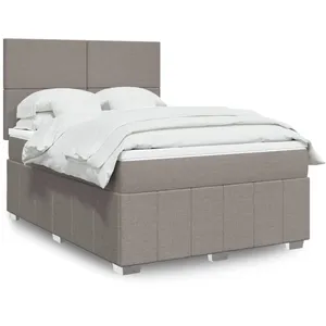 vidaXL Sommier à lattes de lit avec matelas Taupe 140x190 cm Tissu pas cher