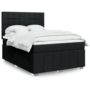 vidaXL Vidaxl Sommier À Lattes De Lit Avec Matelas Noir 140x190 Cm Tissu pas cher