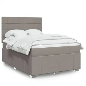 vidaXL Sommier à lattes de lit avec matelas Taupe 140x190 cm Tissu pas cher