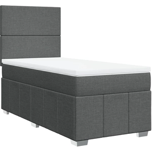 vidaXL Sommier à lattes de lit avec matelas Gris foncé 120x200cm Tissu pas cher