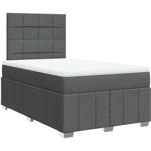 vidaXL Sommier à lattes de lit avec matelas Gris foncé 120x200cm Tissu pas cher