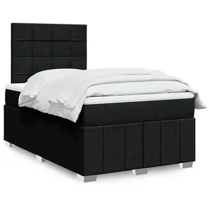 Sommier à lattes de lit avec matelas Noir 120x200 cm Tissu Vidaxl Noir pas cher