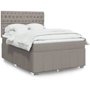 vidaXL Sommier à lattes de lit avec matelas Taupe 140x190 cm Tissu pas cher