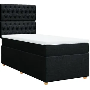 vidaXL Sommier à lattes de lit avec matelas Noir 100x200 cm Tissu pas cher
