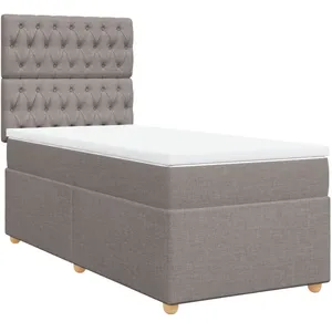 vidaXL Sommier à lattes de lit avec matelas Taupe 100x200 cm Tissu pas cher