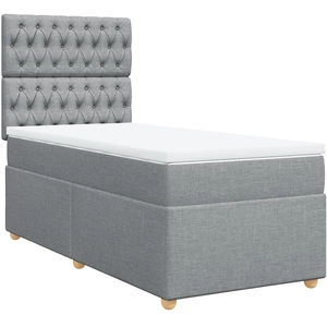 vidaXL Sommier à lattes de lit avec matelas Gris clair 100x200cm Tissu pas cher