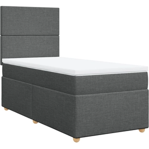 vidaXL Sommier à lattes de lit avec matelas Gris foncé 100x200cm Tissu pas cher