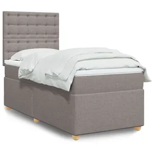 vidaXL Sommier à lattes de lit avec matelas Taupe 90x190 cm Tissu pas cher