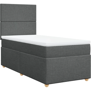 vidaXL Sommier à lattes de lit avec matelas Gris foncé 90x200 cm Tissu pas cher