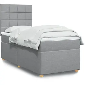 vidaXL Sommier à lattes de lit avec matelas Gris clair 100x200cm Tissu pas cher