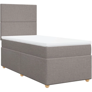 vidaXL Sommier à lattes de lit avec matelas Taupe 90x200 cm Tissu pas cher