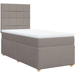 vidaXL Sommier à lattes de lit avec matelas Taupe 90x200 cm Tissu pas cher