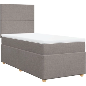 vidaXL Sommier à lattes de lit avec matelas Taupe 90x190 cm Tissu pas cher