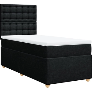 vidaXL Sommier à lattes de lit et matelas Noir 80x200 cm Tissu pas cher