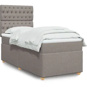 vidaXL Sommier à lattes de lit avec matelas Taupe 80x200 cm Tissu pas cher