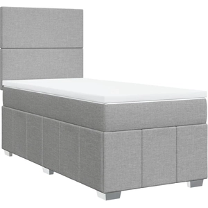 vidaXL Sommier à lattes de lit avec matelas Gris clair 180x200cm Tissu pas cher