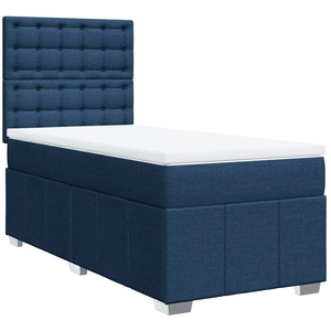 Sommier à lattes de lit avec matelas Bleu 200x200 cm Tissu Vidaxl Bleu pas cher
