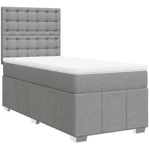 vidaXL Sommier à lattes de lit avec matelas Gris clair 180x200cm Tissu pas cher