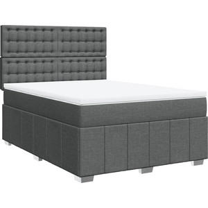 vidaXL Sommier à lattes de lit avec matelas Gris foncé 160x200cm Tissu pas cher