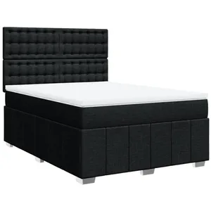 vidaXL Sommier à lattes de lit avec matelas Noir 160x200 cm Tissu pas cher