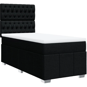 vidaXL Sommier à lattes de lit avec matelas Noir 160x200 cm Tissu pas cher