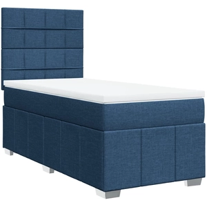 Sommier à lattes de lit avec matelas Bleu 200x200 cm Tissu Vidaxl Bleu pas cher