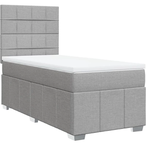 Sommier à lattes de lit avec matelas Gris clair 200x200cm Tissu vidaXL pas cher