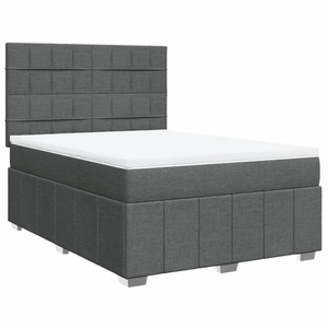 vidaXL Sommier à lattes de lit avec matelas Gris foncé 200x200cm Tissu pas cher