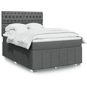 Sommier à lattes de lit avec matelas Gris foncé 160x200cm Tissu Vidaxl pas cher