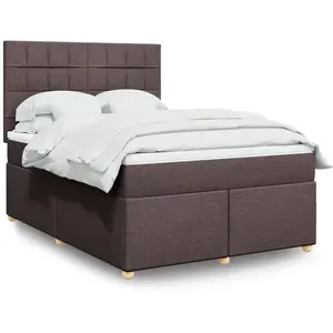 vidaXL Sommier à lattes de lit avec matelas Marron foncé 140x190 cm pas cher