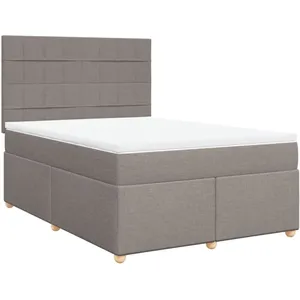 vidaXL Sommier à lattes de lit avec matelas Taupe 140x190 cm Tissu pas cher