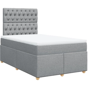 vidaXL Sommier à lattes de lit avec matelas Gris clair 120x200cm Tissu pas cher
