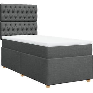 vidaXL Sommier à lattes de lit avec matelas Gris foncé 120x200cm Tissu pas cher