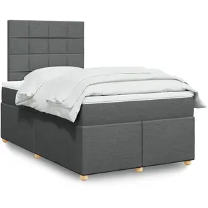 vidaXL Sommier à lattes de lit avec matelas Gris foncé 120x200cm Tissu pas cher
