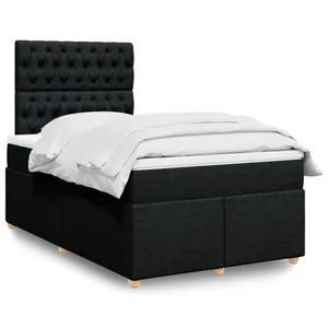 vidaXL Sommier à lattes de lit avec matelas Noir 120x200 cm Tissu pas cher