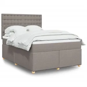 vidaXL Sommier à lattes de lit avec matelas Taupe 140x190 cm Tissu pas cher