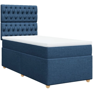 vidaXL Sommier à lattes de lit avec matelas Bleu 140x190 cm Tissu