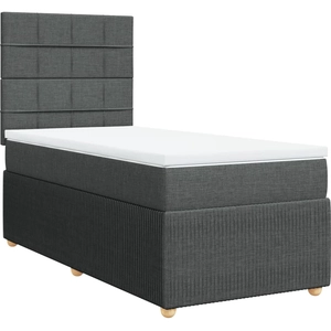 vidaXL Sommier à lattes de lit et matelas Gris foncé 90x190 cm Tissu pas cher