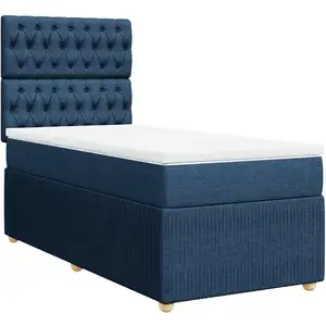 vidaXL Sommier à lattes de lit avec matelas Bleu 80x200 cm Tissu pas cher