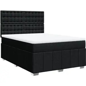 vidaXL Sommier à lattes de lit avec matelas Noir 160x200 cm Tissu pas cher