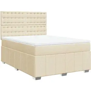vidaXL Sommier à lattes de lit avec matelas Crème 140x200 cm Tissu