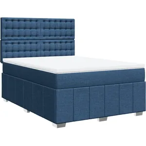 vidaXL Sommier à lattes de lit avec matelas Bleu 140x200 cm Tissu pas cher