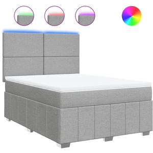 vidaXL Sommier à lattes de lit avec matelas Gris clair 160x200cm Tissu pas cher