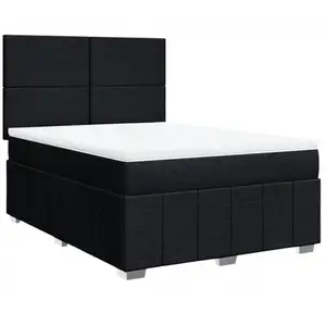 vidaXL Sommier à lattes de lit avec matelas Noir 160x200 cm Tissu pas cher