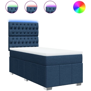 vidaXL Vidaxl Sommier À Lattes De Lit Avec Matelas Bleu 140x200 Cm Tissu pas cher