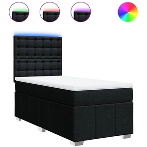 Sommier à lattes de lit avec matelas Noir 140x190 cm Tissu Vidaxl Noir pas cher