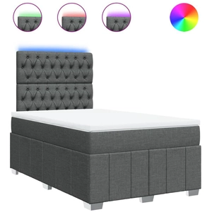 vidaXL Sommier à lattes de lit avec matelas Gris foncé 120x200cm Tissu pas cher